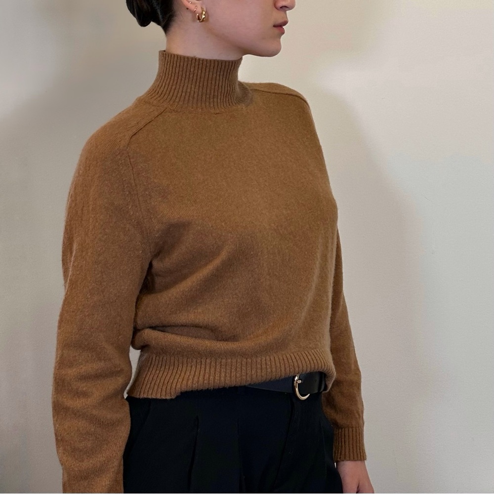 Brown Beige Babaton 100% Wool Turtleneck